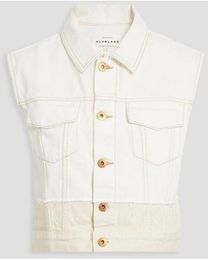 SLVRLAKE Denim Caroline Frayed Two-tone Denim Vest - White