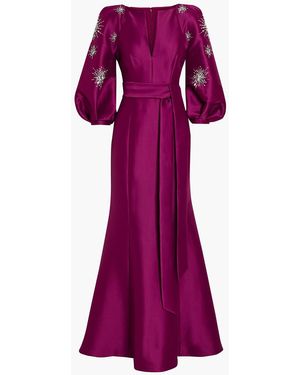 Badgley Mischka Embellished Faille Gown - Blue