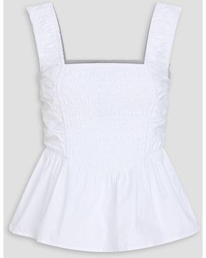 Ganni Cotton-Poplin Peplum Top - White