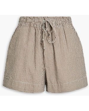 Veronica Beard Tijana Gingham Cotton-Blend Seersucker Shorts - Natural