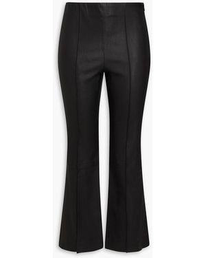 Vince Leather Bootcut Trousers - Black