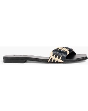 Johanna Ortiz Hidden Messages Leather And Faux Raffia Slides - Black