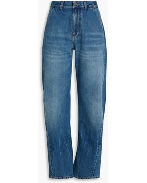 Victoria Beckham Faded Mid-Rise Barrel-Leg Jeans - Blue