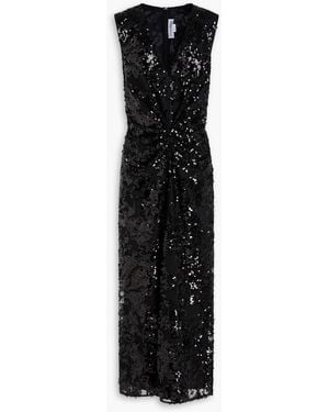 Victoria Beckham Sequined Tulle Midi Dress - Black