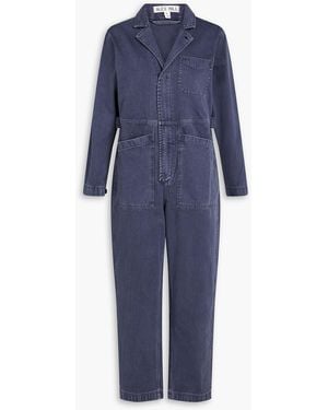 Alex Mill Cropped Herringbone Cotton Jumpsuit - Blue