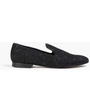 Versace Metallic Brocade Loafers - Black