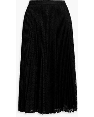 Theory Pleated Lace Midi Skirt - Black