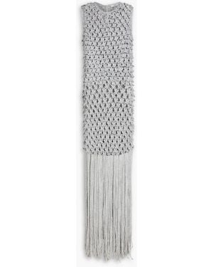 Erdem Fringed Crocheted Maxi Dress - Grey