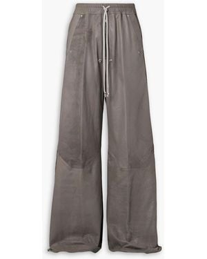 Rick Owens Bella Wide-Leg Leather Drawstring Trousers - Grey
