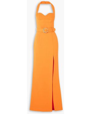 Rebecca Vallance Santara Belted Crepe Gown - Orange
