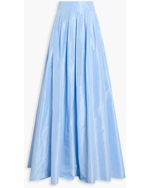 Carolina Herrera Pleated Silk-Faille Maxi Skirt - Blue