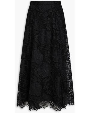 Erdem Corded Lace Midi Skirt - Black