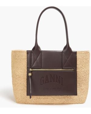 Ganni Easy Shopper Raffia Tote - Brown
