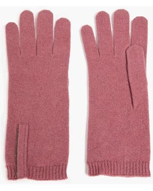 Brunello Cucinelli Bead-Embellished Cashmere Gloves - Pink