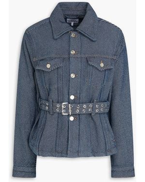 Ganni Belted Cotton-Twill Jacket - Blue