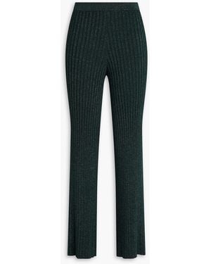 Galvan London Rhea Metallic Ribbed-Knit Flared Pants - Blue