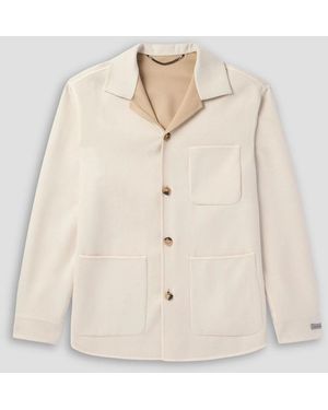 Canali Camp-Collar Brushed Wool-Blend Twill Overshirt - Natural