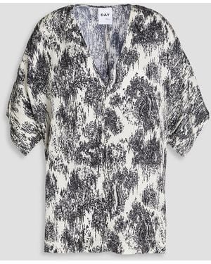 Day Birger et Mikkelsen Simona Printed Hammered-crepe Top - Grey