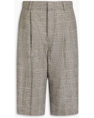 Vince Prince Of Wales Checked Wool-Blend Tweed Shorts - Grey