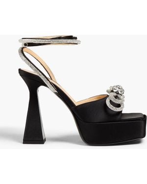 Mach & Mach Bow-detailed Satin Platform Sandals - Black