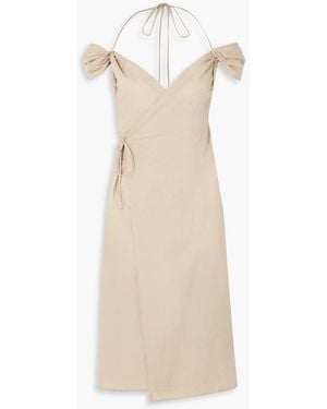 Ioannes Romeo neckholder-wickelkleid aus baumwolle in midilänge mit cut-outs - Natur