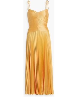 10 Crosby Derek Lam Rochelle Pleated Satin-crepe Midi Dress - Metallic