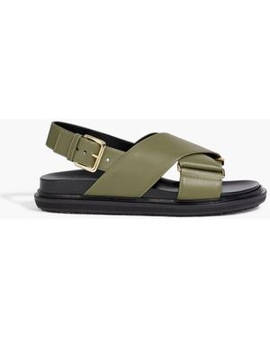 Marni Fussbett Leather Slingback Sandals - Green