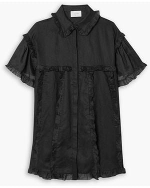Joslin Studio Emily Oversized Ruffled Linen-voile Mini Shirt Dress - Black