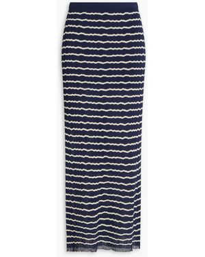 Rag & Bone Chiara Striped Ribbed Cotton-Blend Maxi Skirt - Blue