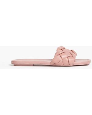 Stuart Weitzman Braided Leather Slides - Pink
