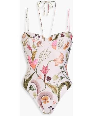 Agua Bendita Floral-print Swimsuit - White