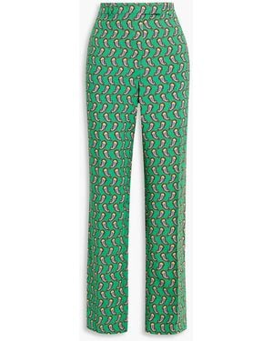 Etro Printed Twill Straight-Leg Pants - Green