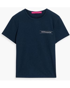 The Elder Statesman Surf-Yin Printed Cotton And Cashmere-Blend Jersey T-Shirt - Blue