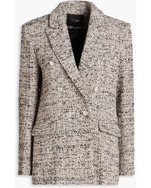 Maje Double-breasted Metallic Bouclé-tweed Blazer - Pink