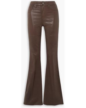 Veronica Beard Beverly Coated High-rise Flared Jeans - Brown