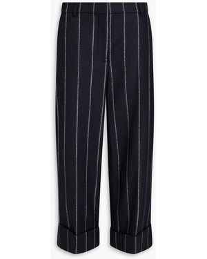 Thom Browne Cropped hose mit geradem bein aus wollflanell mit streifen - Blau