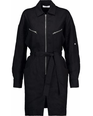 IRO Belted Cotton-Blend Twill Mini Shirt Dress - Black