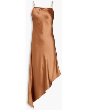 By Malene Birger Asymmetrisches midikleid "leviana" aus glänzendem crêpe - Braun