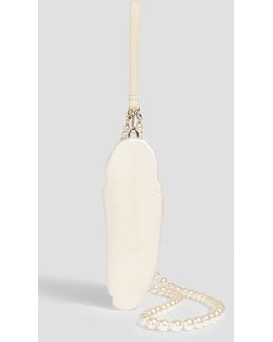 Simone Rocha Feather Faux Pearl-Embellished Acrylic Clutch - White