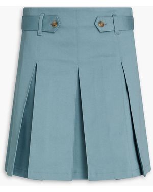 RED Valentino Pleated Cotton-blend Twill Mini Skirt - Blue