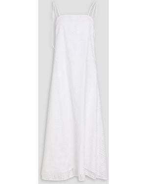 Tory Burch Broderie Anglaise Cotton Midi Dress - White