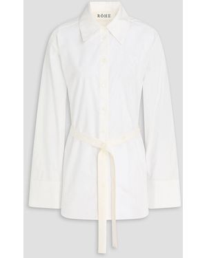 Rohe Hemd aus baumwollpopeline mit twill-einsätzen - Weiß