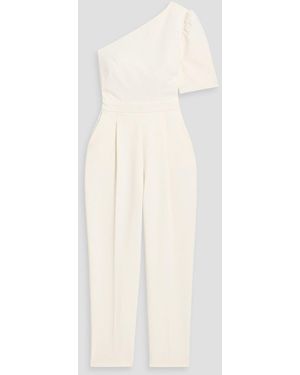 Max Mara Smalto One-Sleeve Pleated Crepe Jumpsuit - White