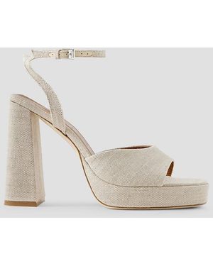 STAUD Solange Canvas Platform Sandals - White