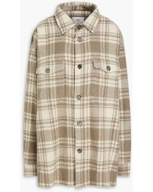Ami Paris Checked Wool-Felt Shirt Jacket - Natural