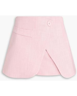 Maje Skirt-Effect Slub Woven Shorts - Pink