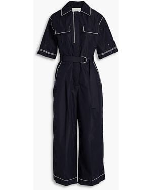 3.1 Phillip Lim Pleated Cotton-Blend Poplin Jumpsuit - Blue