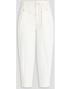 Zimmermann Cropped Belted High-rise Tapered Jeans - White