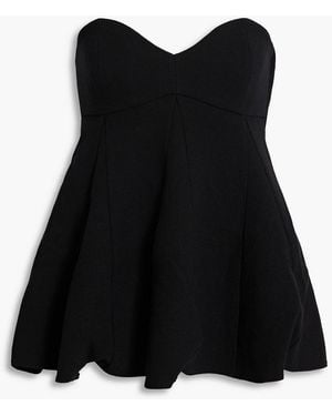 Tibi Melee Strapless Crepe Peplum Top - Black