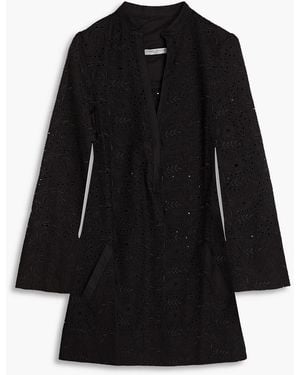 Three Graces London Verity Broderie Anglaise Mini Dress - Black